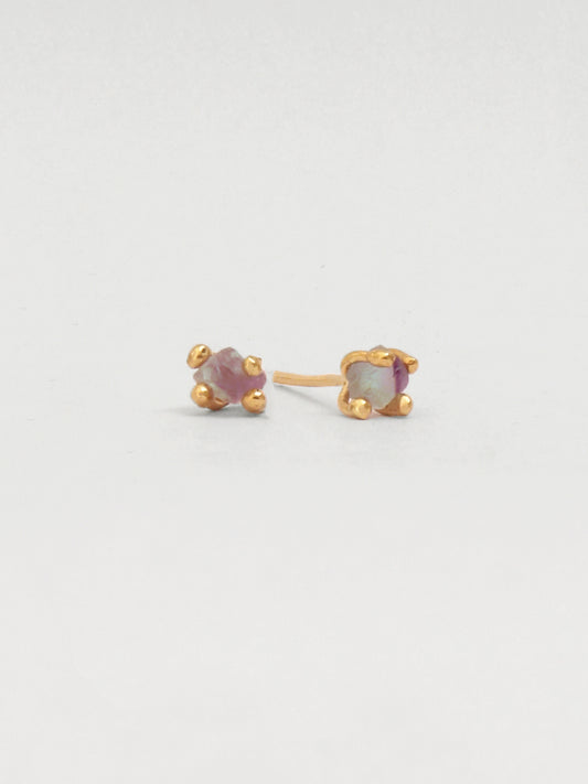 Bumi Studs Rainbow Fluorite
